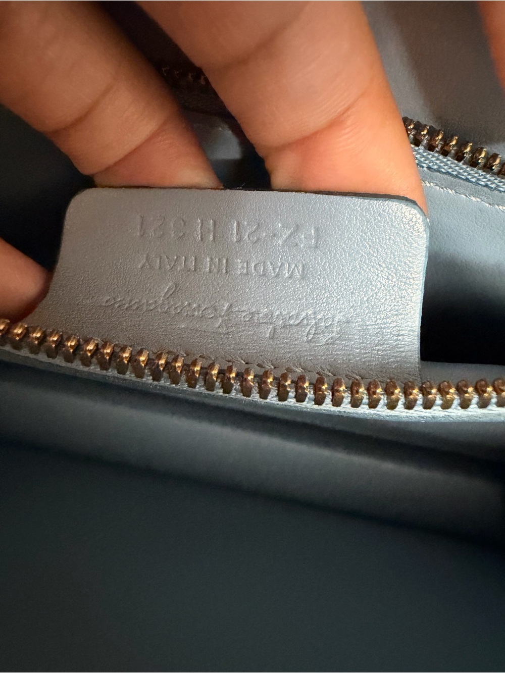 Salvatore Ferragamo Joanne Light Blue Leather Crossbody with Gold Hardware - Picture 14 of 14
